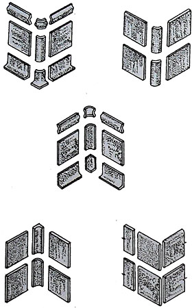 Схемы применения различных типов облицовочных плиток
